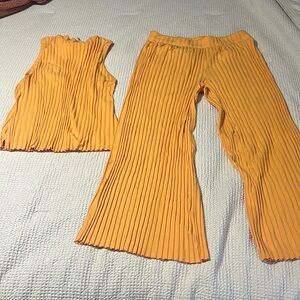 Orange ribbed two piece set